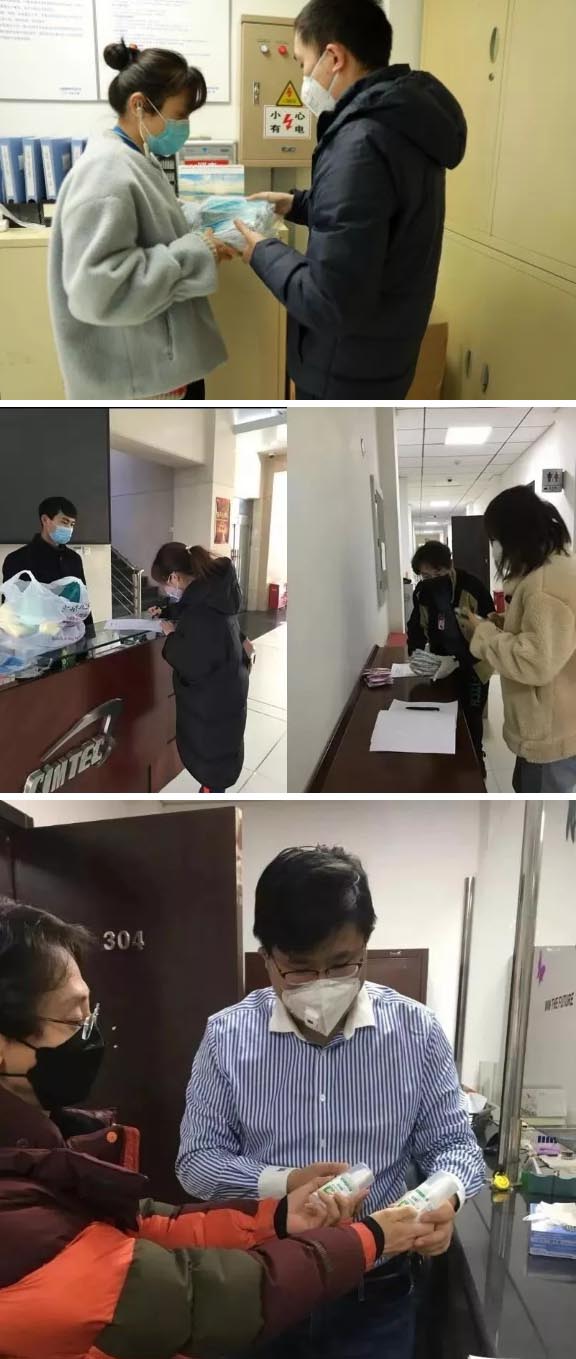 發放防護物資：口罩、手套、消毒液、洗手液